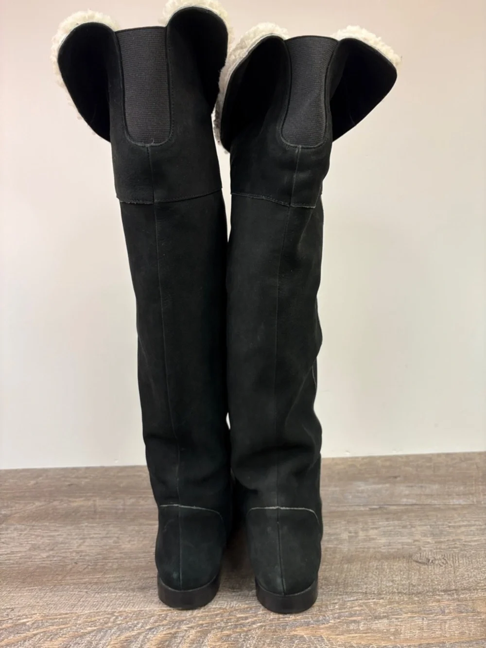 Anthropologie Candela Faux Suede Over-the-Knee Boots Black Size 7